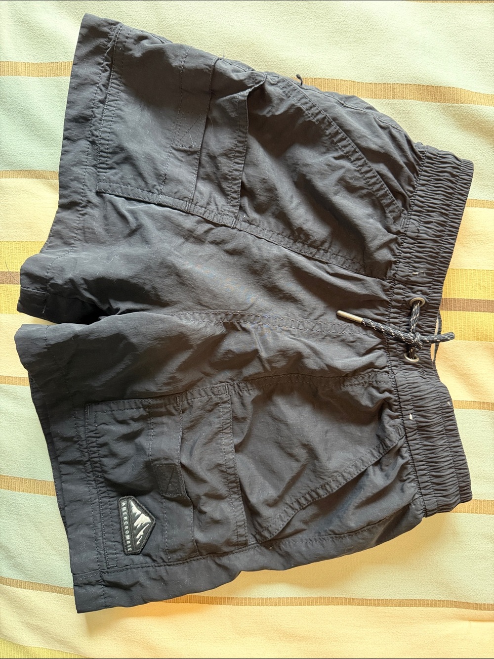 Boys Abercrombie Kids Black Cargo Swim Shorts with Elastic Waist